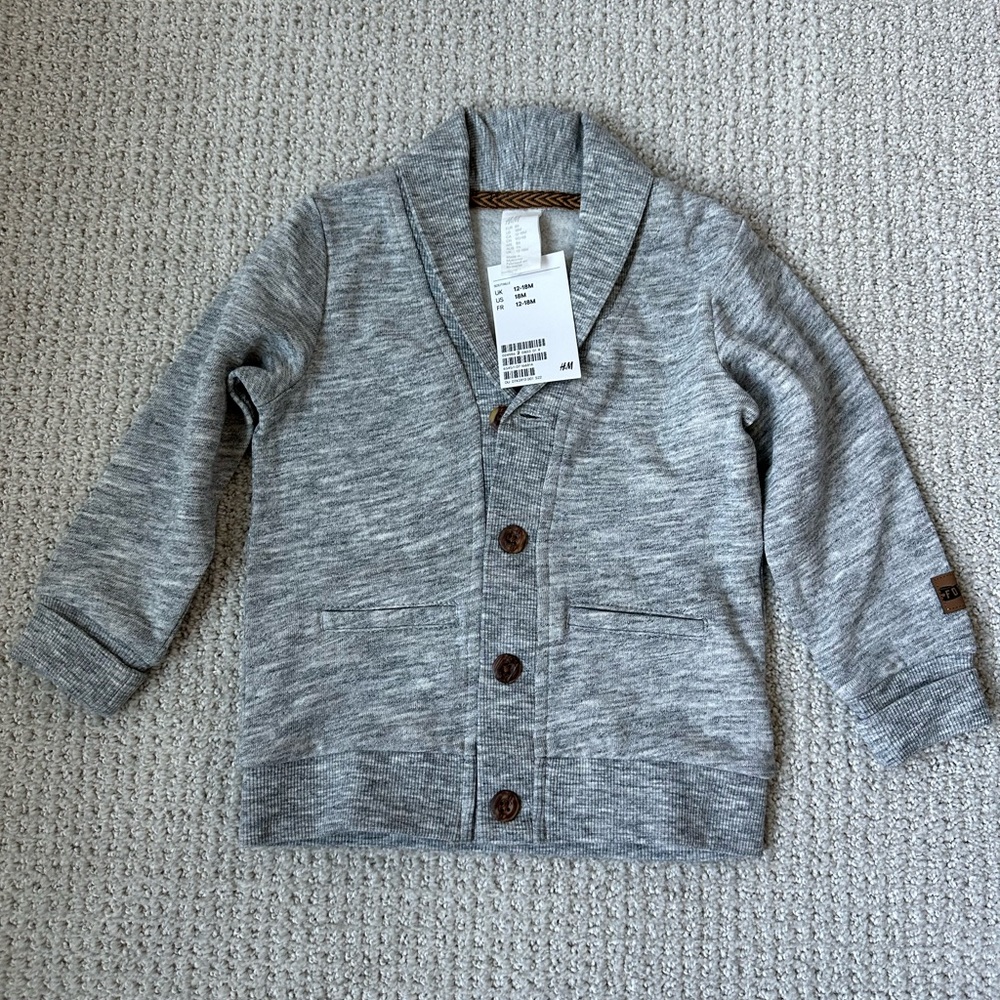 NWT 12-18 months - H&M grey button up cardigan